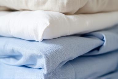 Particolare di tessuti puliti e stirati